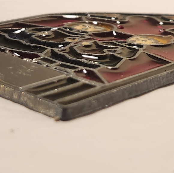 Vtg Christmas Carolers Stained Glass Christmas Ornament Suncatcher Signed - Picture 8 of 9